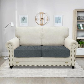 MAXIJIN Waterproof Sofa Seat Cushion Cover Jacquard Sofa Seat Cover Non-Slip Couch Seat Slipcover Protector Replacement for Individual Cushion with Elastic Bottom (Dark Grey, 1 Seater*2)
