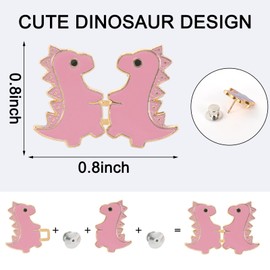 Whaline 6 Sets Instant Pant Waist Tightener Cute Dinosaur Waist Buckle Pin Adjustable Jean Button No Sewing Waist Cincher Clip for Women Men Clothing