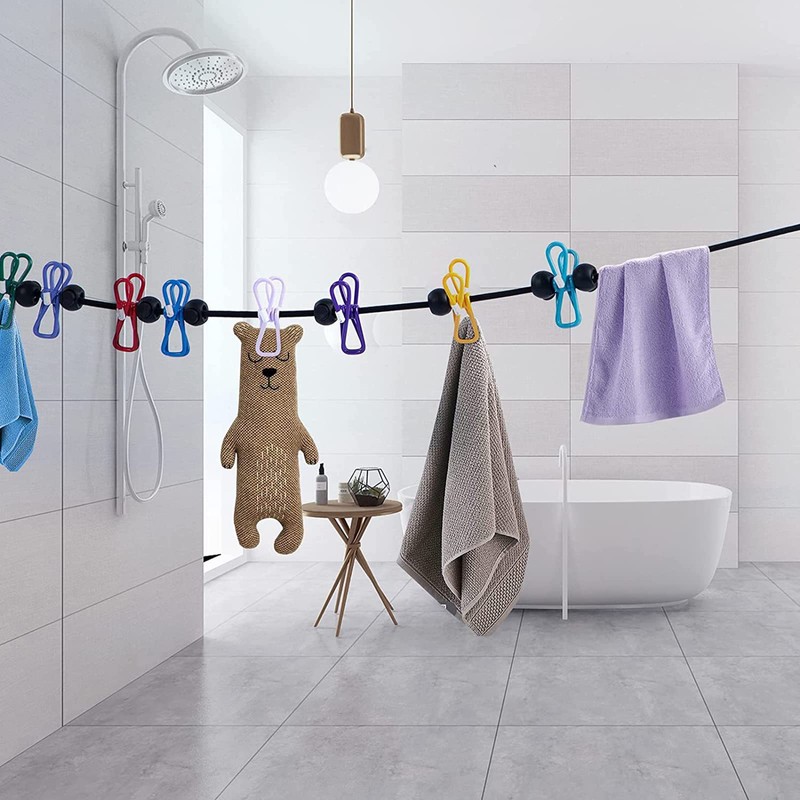 Portable Clothesline with 12 Clothes Pins - Travel Retractable Clothesline