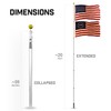 G128 Combo Pack: 20 Ft Telescoping Aluminum Flagpole (Silver) &