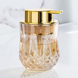 Glass Soap Dispenser,Glod Bathroom Hand Liquid Soap Dispensers,Refillable Modern Home Soap Dispenser for Bathroom,Kitchen(Gold Liquid Type/1Pcak)