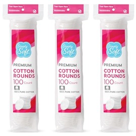 Medline Simply Soft Cotton Round (300 unidades), almohadillas de algodón 100% absorbente y texturizado, sin pelusas