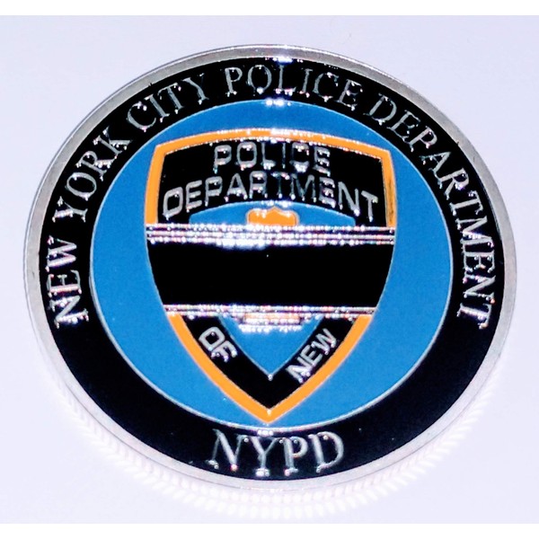 NYPD New York Police Officer Mourning Band Colorized Challenge Art Coin