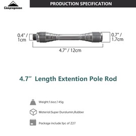 Campingmoon Camping Gas Canister Extension Pole for Camping Gas Lantern 11.9 cm