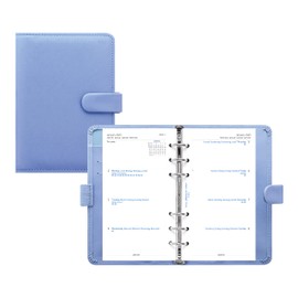 Filofax Saffiano Organizer, Personal Compact Size, Vista Blue - Cross-Grain, Leather-Look, Six Rings, Week-to-View Calendar Diary, Multilingual, 2023 (C022590-23)
