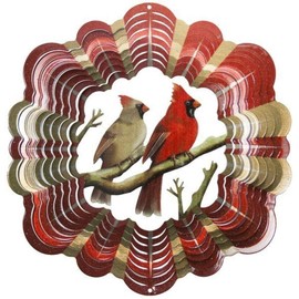 Beautiful Cardinal Wind Spinner-Vibrant Color 12" Metal Wind Spinner Outdoor Metal Hanging Yard or Patio, Porch or Indoor Decoration