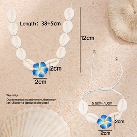 Gkaopi Jewellery Set for Women Shell 2 Pieces Shell Necklace and Flower Shell Bracelet Boho Beach Jewellery Adjustable Gift for Women Party Birthday Gift Women Girls, Ceramic
