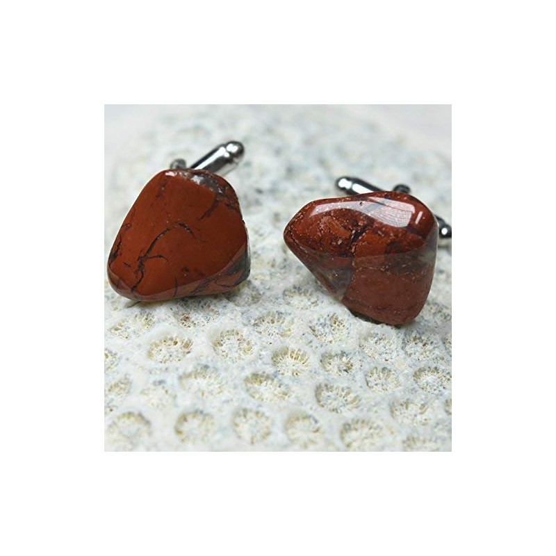 Custom Brecciated Jasper Stone Cufflinks - 1 Set