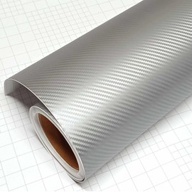 DIYAH 3D Silver Carbon Fiber Film Twill Weave Vinyl Sheet Roll Wrap DIY Decals (72" X 60" / 6FT X 5FT)