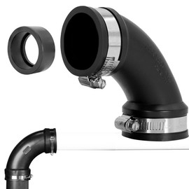Fernco 4" Flexible PVC 90-Degree Elbow Includes Optional 3" Reducer Bushing for DWV Cast Iron, Steel and Plastic Pipe Connections