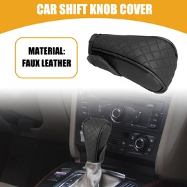 Partuto 1pc Universal Car Shift Knob Cover - Car Knob Gear Sticky Protector Decoration - Black For Leather