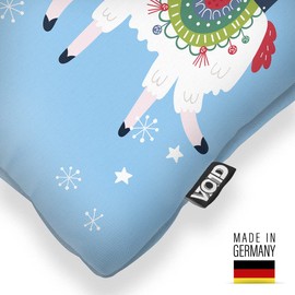 VOID Lamas Christmas Blue Cushion Cover Polyester Waterproof Outdoor Indoor Cushion Size: 50 x 50 cm
