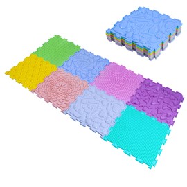 AUMAYCO Sensory Floor Mats 8Pcs, Fun Rainbow Set of Sensory Mat Assorted Pattern Sensory Play Mats for Floor, Foot Massage Mats, Game Mats, Orthopedic Floor Mats, Candy Colors