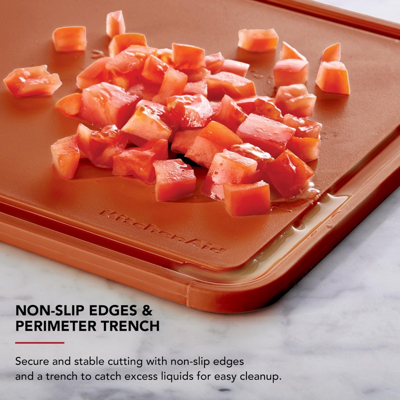 KitchenAid Classic Plastic Cutting Board with Perimeter Trench and Non