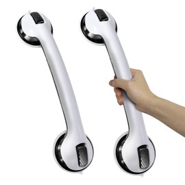 Grab Bars for Bathtubs and Showers, 2 Pack Shower Handles for Elderly with Strong Suction, 16 Inch Bathroom Shower Safety Bars for Seniors and Disabled for Wall