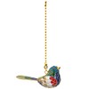 Value Arts Handmade Cloisonne Baby Blue Singing Bird Fan Pull