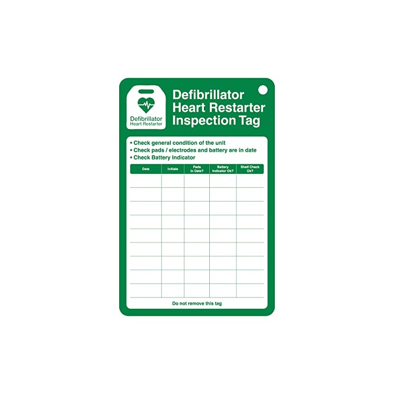 V Safety Defibrillator Inspection Tag Kit Pack of 10