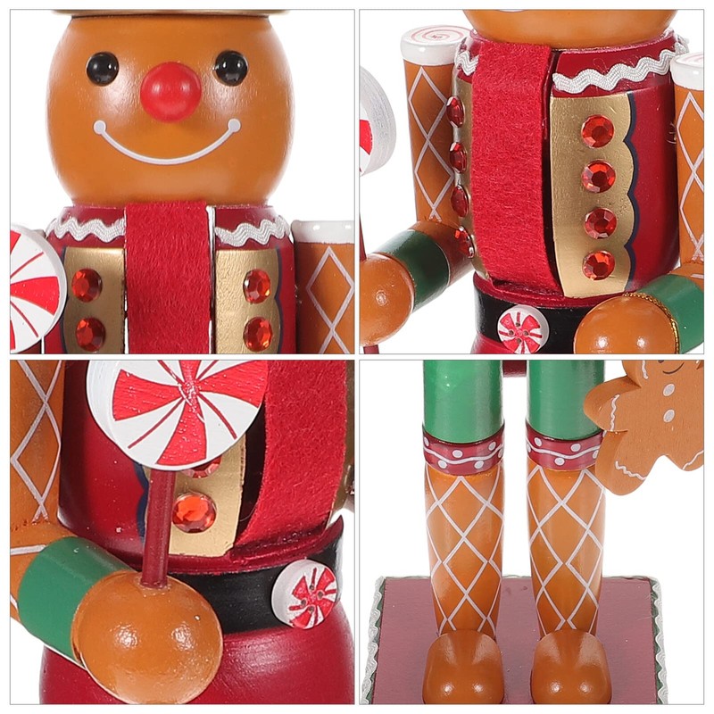 BESPORTBLE Christmas Wooden Nutcracker Gingerbread Man Handmade Wooden Nutcracker Christmas