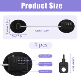 Pletpet 4PCS Fridge Lock Combination, Self-Adhesive Refrigerator Locks for Adults Freezer Door Lock with Password, Proof Refrigerator Door Lock Safety Locks for Kitchen (Black) (Round)