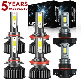 SHENKENUO For Chevy Silverado 1500 2007-2015 - 6x 6000K LED Headlight Hi/Lo&Fog Bulbs Kit