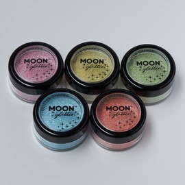 Pastel Glitter Shakers by Moon Glitter - Cosmetic Festival Makeup Glitter for Face, Body, Nails, Hair, Lips - 5g (Set of 5)