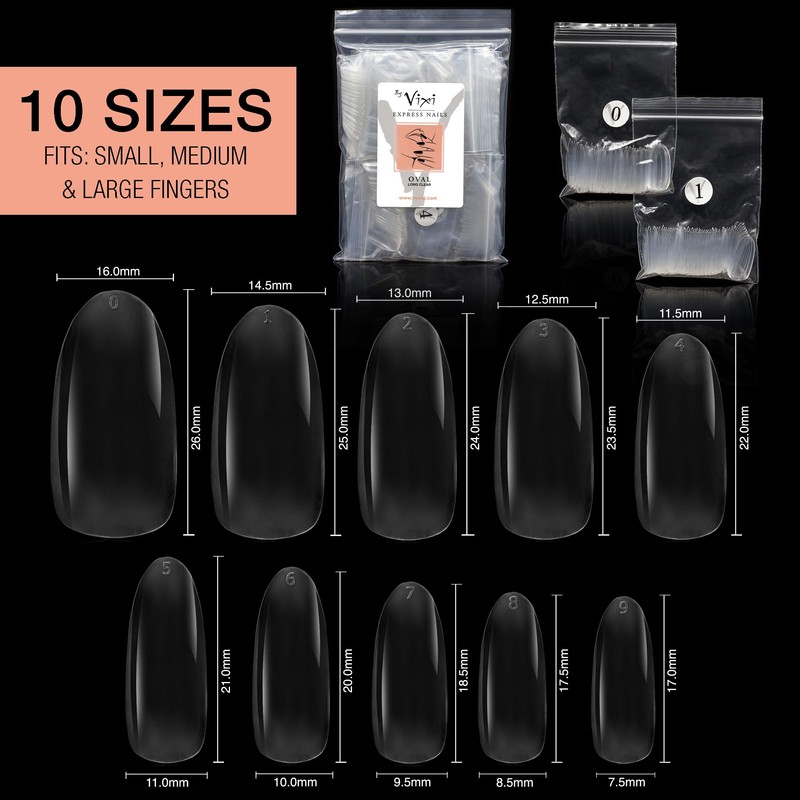 By Vixi 600 Long Oval Nails with Preparation File, 10