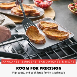 GreenPan x Bobby Flay 11” Nonstick Square Griddle Pan, PFAS-Free Diamond Ceramic,Stay-Cool Silicone Handle, Easy Clean Dishwasher & Oven Safe Skillet, Graphite