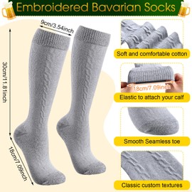 Hercicy 2 Pcs German Hat Socks Oktoberfest Costume Accessories Men Bavarian Hat Feather Knee Lederhosen Compression Socks(Gray, Gray)