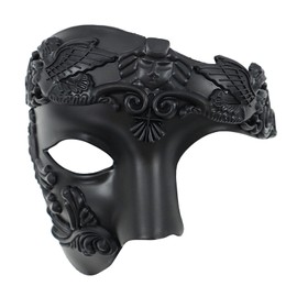 Oidea Masquerade Mask for Men: Retro Phantom Of The Opera Mask Vintage Roman Warrior Mask One Eyed Half Face Mask Prom Costume Mardi Gras Carnival Venetian Mask, Black