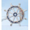 SH 24" Distressed White & Blue Wood Nautical Ship Wheel