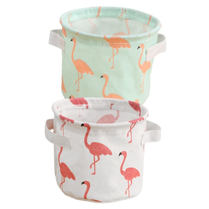 CHILDWEET 3sets Cotton Storage Bins Round Baskets Cartoon Pattern for