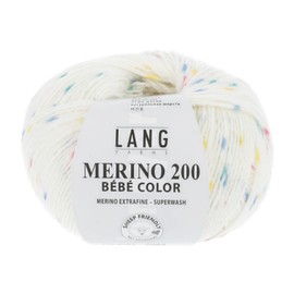Lang Yarns Merino 200 Bébé Color 352 Wool White/Yellow/Light Blue/Pink/Green