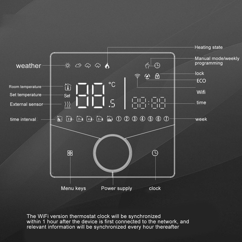 Smart Thermostat WiFi Digital Thermostant Knob Control Color Screen Programmable