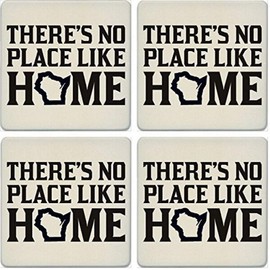 CoasterStone Portavasos absorbentes (juego de 4), No Place Like Home Wisconsin, 4-1/4", 1