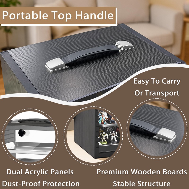 Miniature Storage Case for Collectibles Miniatures, Wooden Miniature Display Cases