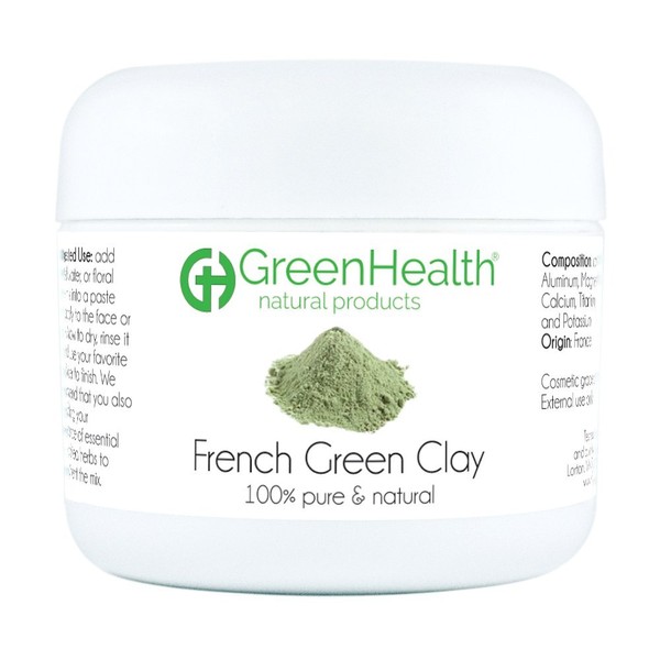 French Green Clay Powder, 1.5 oz - 100% Pure & Natural - GreenHealth