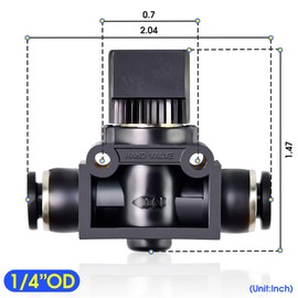 TAILONZ PNEUMATIC 1/4 inch OD Manual Flow Switch Valve 2 Way Rotary Type Hand Valve HVFF-1/4（Pack of 5）