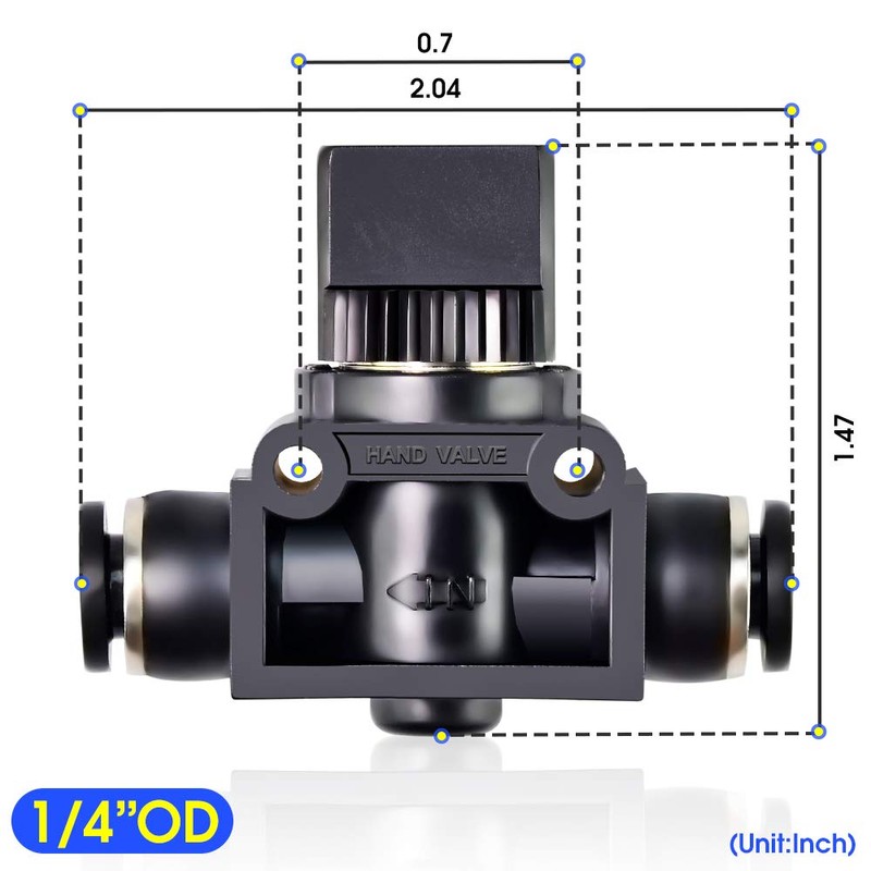 TAILONZ PNEUMATIC 1/4 inch OD Manual Flow Switch Valve 2