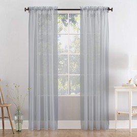 Megachest a pair of slot top voile curtains (Silver Grey, 56" wideX81 drop 2 Panels)
