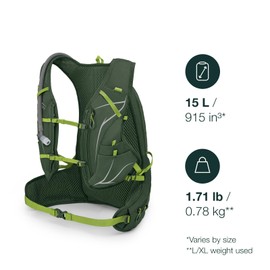 Osprey Duro 15L Men's Running Hydration Vest with Hydraulics Reservoir, Seaweed Green/Limon, Small/Medium