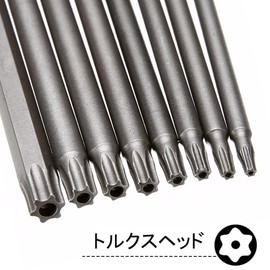 Saipor T8-T40 8-Piece Set, 7.9 inches (200 mm), Torx Screwdriver Bit, Hollow Torx Head, Hexagonal Shaft, 0.25 inches (6.35 mm), Magnetic Screwdriver Bit Set