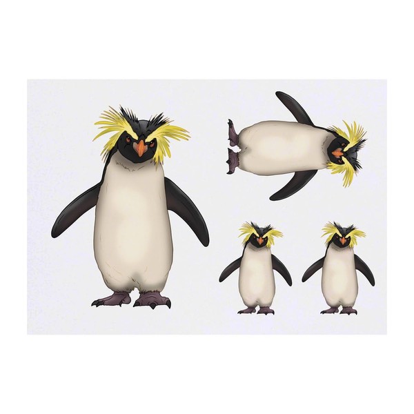 Azeeda 4 x 'Rockhopper-Pinguin' Temporäre Tattoos - Wasserfest, Hautfreundlich &