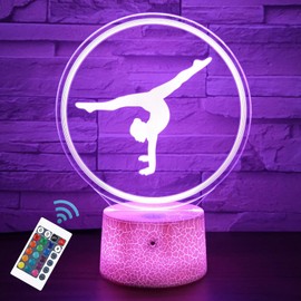 Glorivo Gymnastics Yoga LED Night Light,16 Colors Remote Control & Smart Touch Dimmable 3D Illusion Bedside Lamp,Bedroom Decoration Birthday Christmas Toy Gift for Kids Boys Girls Friends