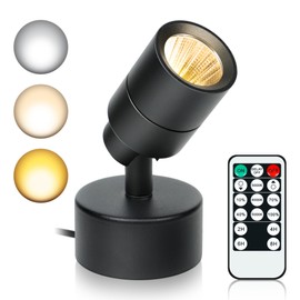 LED Spotlights Indoor, 5W Plants Uplighting with Remote Control Dimmable & Timer, 3000K/4000K/5000K Adjustable Floor Spot Lights for Pictures Artwork, Accent Stick on Wall Light with 5.9 FT Plug Cord