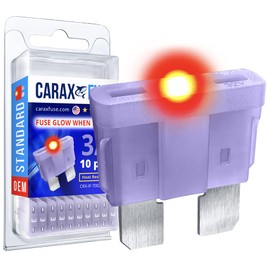 CARAX Glow Fuse – Premium Fuse Standard/Regular Blade ATC/ATO/ATS – 3A Kit 10 pcs – Glow When Blown LED Automotive Fuse – Smart Auto Glow Fuse Easy Identification – 10 pcs.