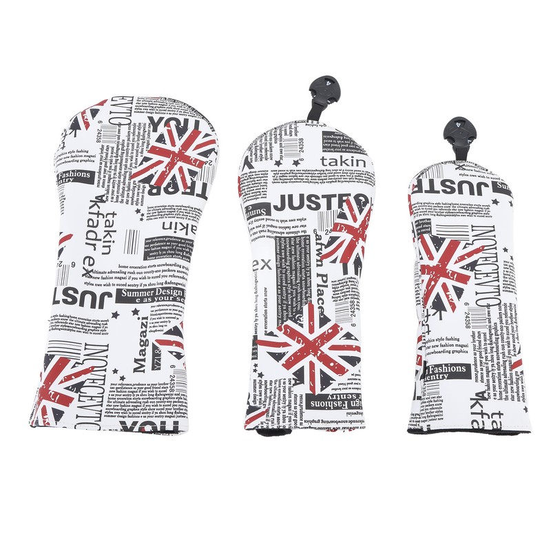 4Pcs UK Flag Print Golf Club Head Cover PU Golf