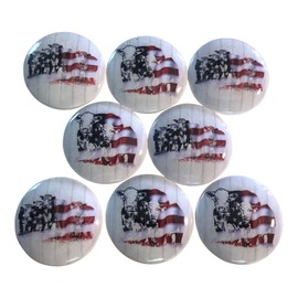 Twisted R Design Cabinet Knobs, Knobs for Kitchen Cabinets and Drawers, Matching Cabinet Knobs and Pulls with Brass Inserts, 1.5" Round Dresser Knobs (Set of 8 American Cattle)