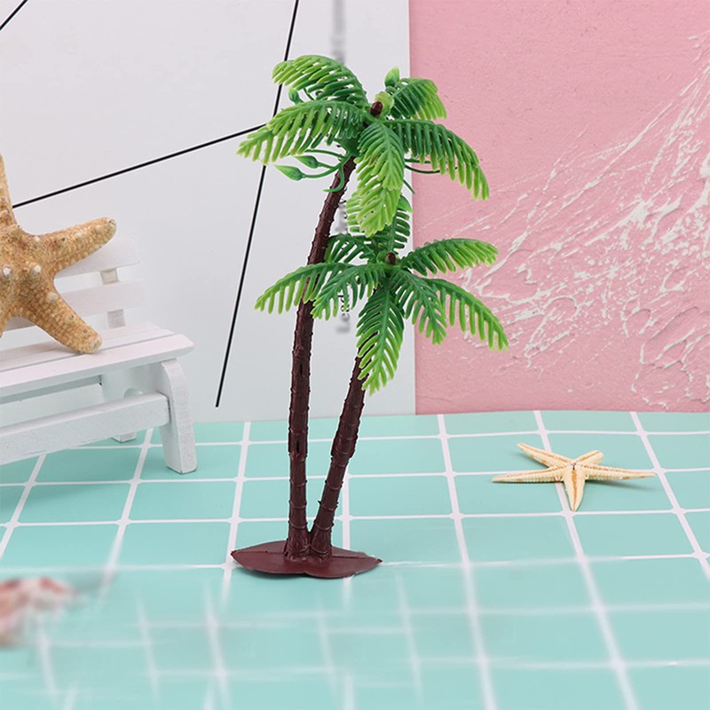 XHBTS Set of 10 Miniature Palm Trees, Plastic, Model Trees
