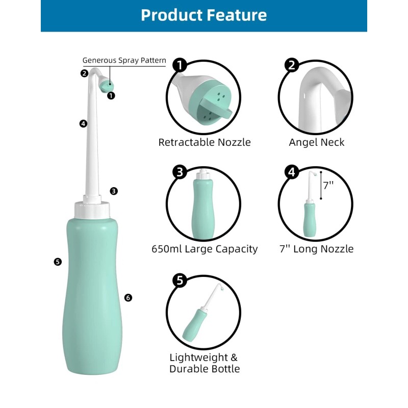 Hibbent Portable Travel Handheld Bidet Sprayer Personal Hygiene Bottle Spray