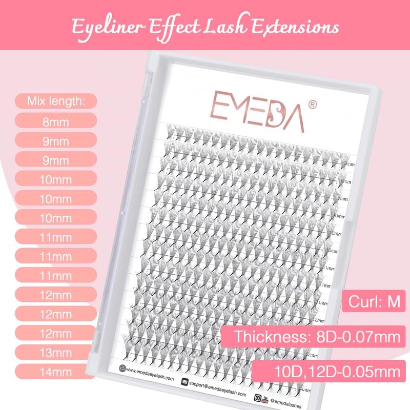 12D Volume Eyelash Extensions M Curl 0.05 mm Mixed 8-14